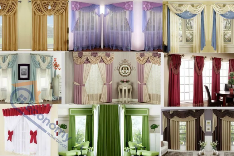 A collection of various curtain designs showcasing different styles and fabrics.