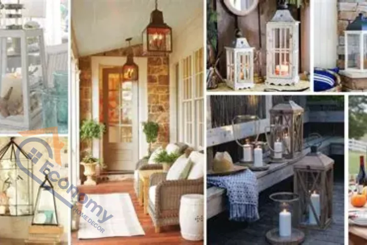 A collection of beautifully arranged lanterns of various sizes and styles, showcasing creative Lantern Decor Ideas for a cozy outdoor setting.