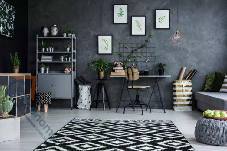 A close-up of a square flat black frame from a home collection, designed for displaying art or photos.