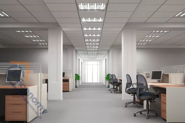 A cozy office or reading nook showcasing spring day office decor ideas with macrame wall art and abundant potted plants.