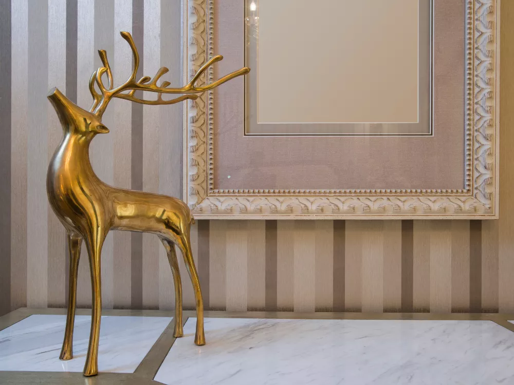 Luxury golden deer sculpture for home décor
