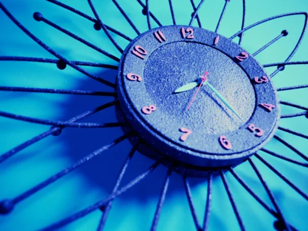 Modern Blue Radial Wall Clock Artistic metal sunburst wall clock design