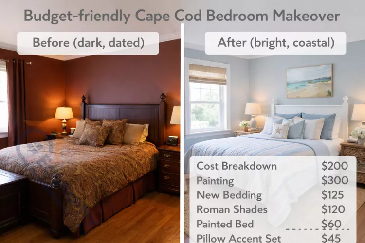 Budget-friendly Cape Cod bedroom transformation with painted furniture and DIY décor