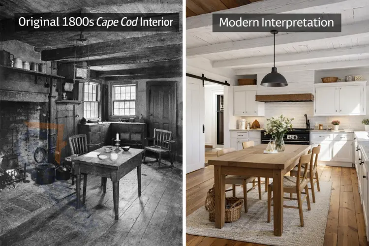 Cape Cod interior design evolution from colonial era to modern style