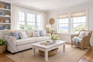 Classic Cape Cod home entrance showcasing coastal interior design style