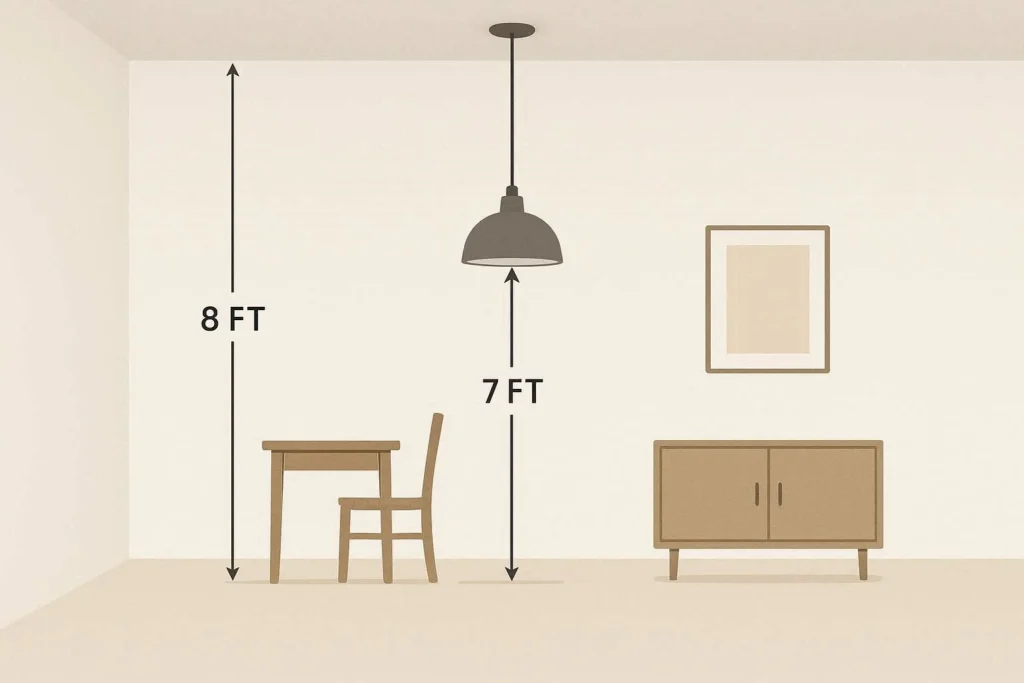 Proper hanging height for decor in 8 foot ceiling room