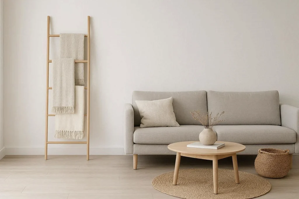 minimalist blanket ladder ideas for small spaces