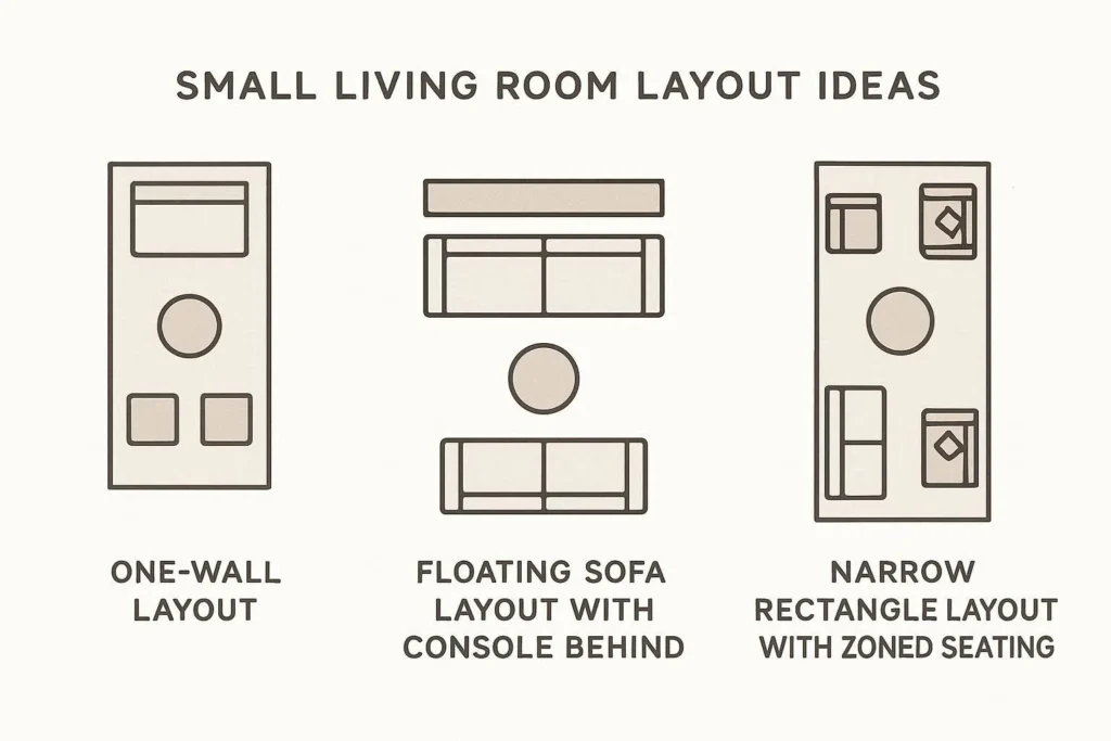 small living room layout ideas one wall floating sofa narrow layout