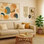 Creative wall art ideas for living room with canvas print and gallery wall