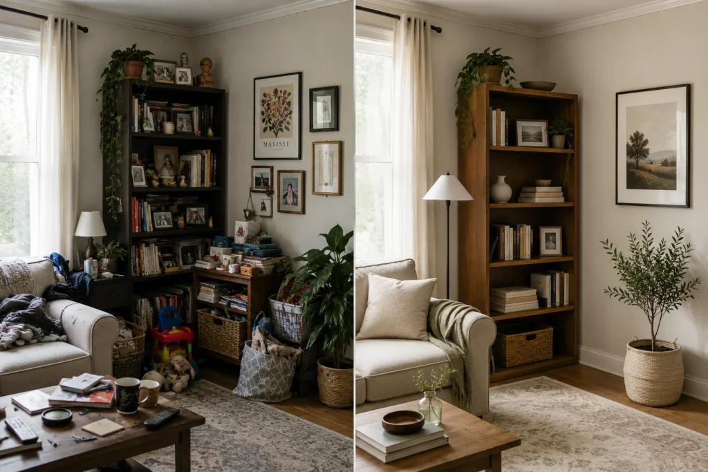Common corner decorating mistakes before and after comparison