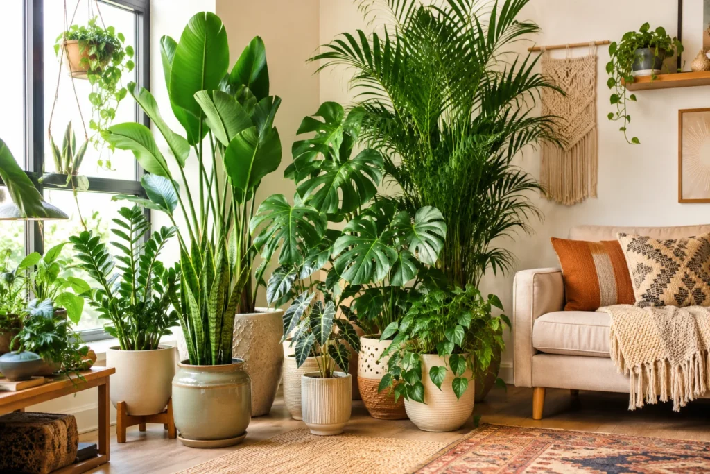 Indoor plant corner decor idea for living room